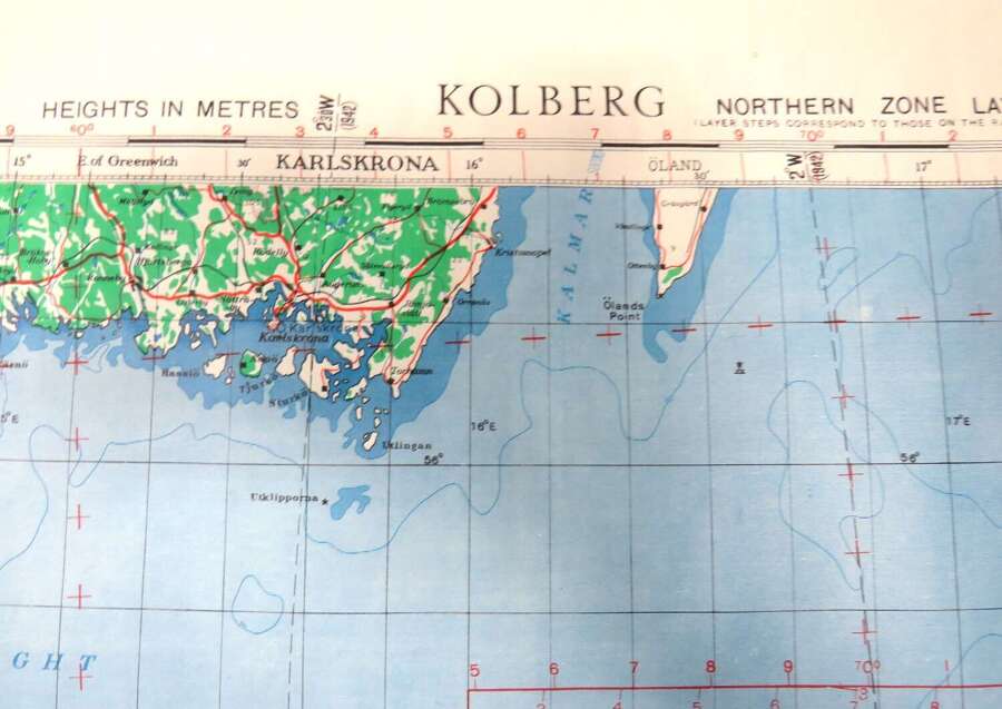 WW2 British Army/Air Military Map 54/14 of Kolberg Germany Dated 1944