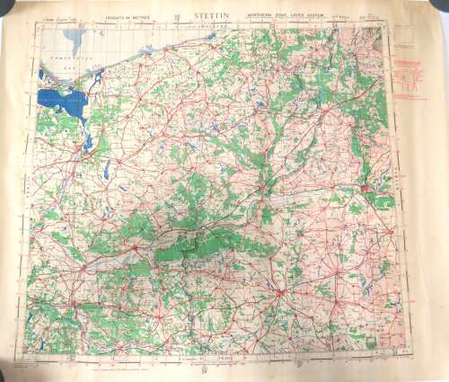 WW2 British Army/Air Military Map 52/14 of Stettin Germany Dated 1944