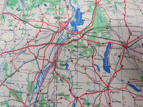 WW2 British Army/Air Military Map 52/14 of Stettin Germany Dated 1944
