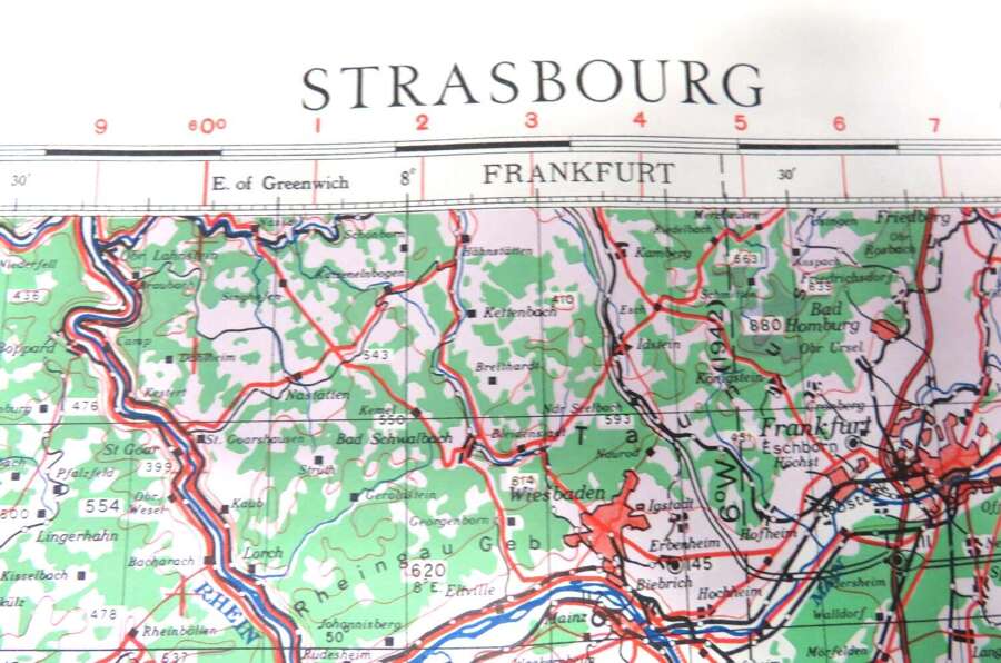 WW2 British Army/Air Military Map 48/6 of Strasbourg Germany Dated 1944