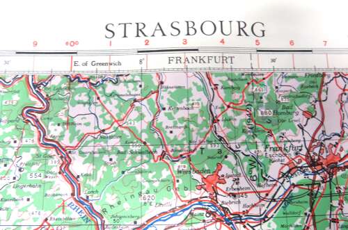 WW2 British Army/Air Military Map 48/6 of Strasbourg Germany Dated 1944