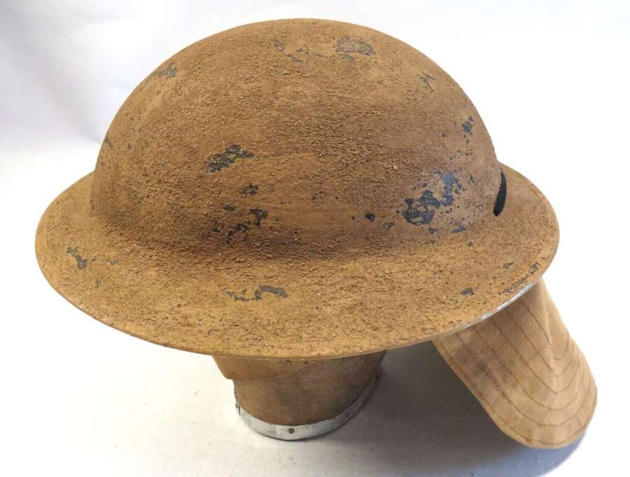 WW2 South African Issue Mk 2 Steel Helmet Complete with Sun Neck Flap