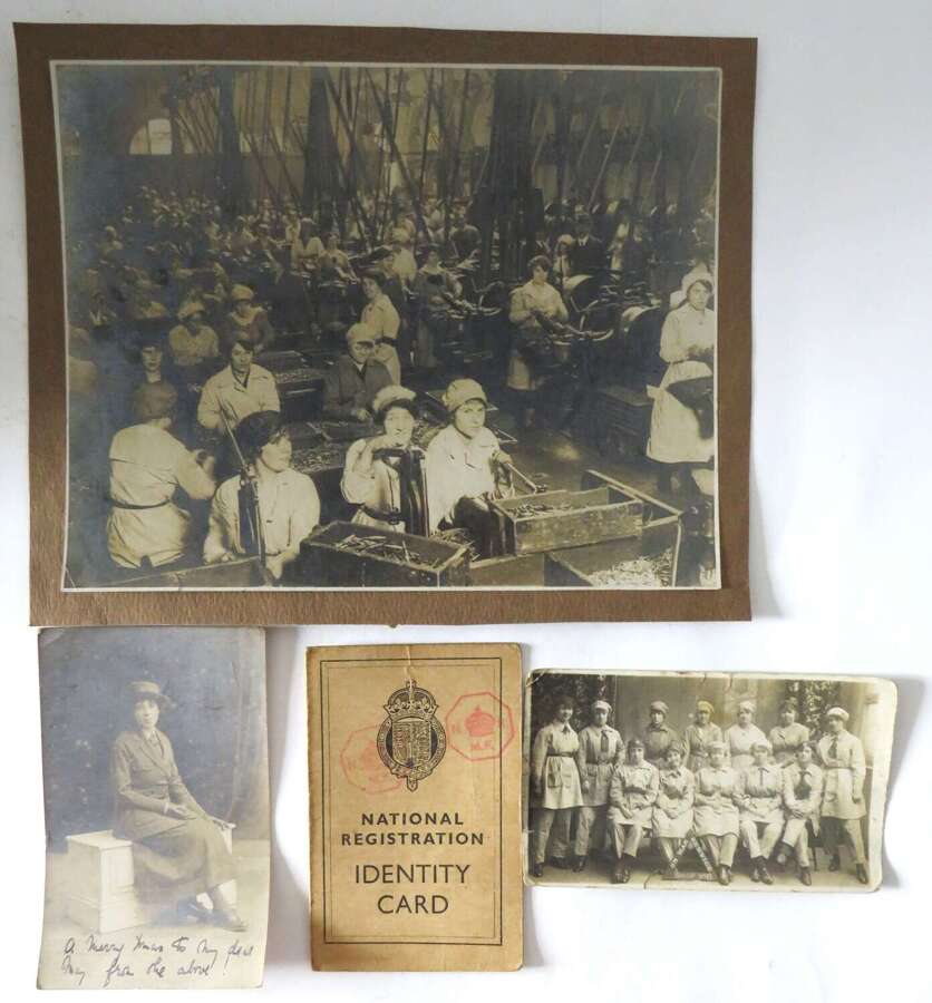 Small Group of WW1-WW2 War Service Factory Photographs & Registration Card