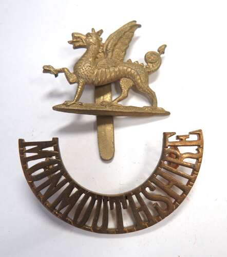 WW1 Monmouthshire Regiment Cap Badge and Shoulder Title