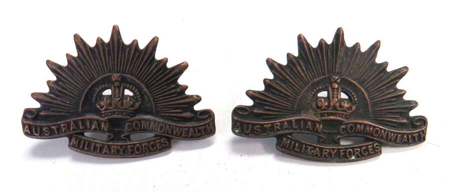 WW2 Pair of Australian Commonwealth Military Forces Collar Badges