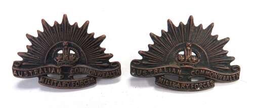 WW2 Pair of Australian Commonwealth Military Forces Collar Badges