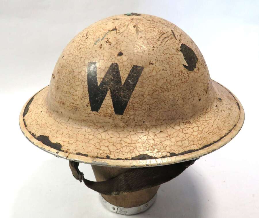 Early War Home Front Wardens Mk11 White Steel Helmet Dated 1938