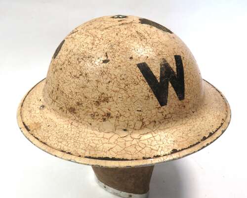 Early War Home Front Wardens Mk11 White Steel Helmet Dated 1938