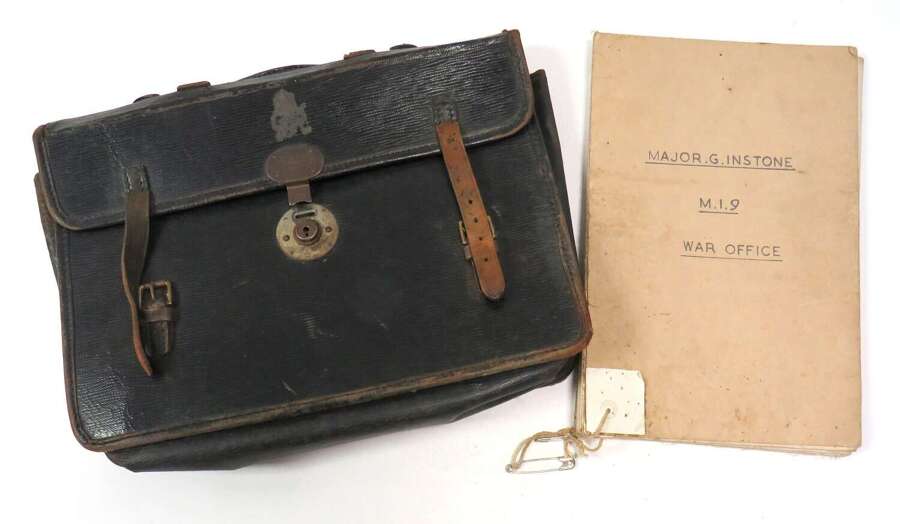 Scarce Official Briefcase and Large Europe  Map Marked to Major G Instone M.I 9