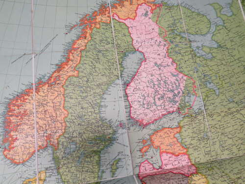 Scarce Official Briefcase and Large Europe Map Marked to Major G Instone M.I 9