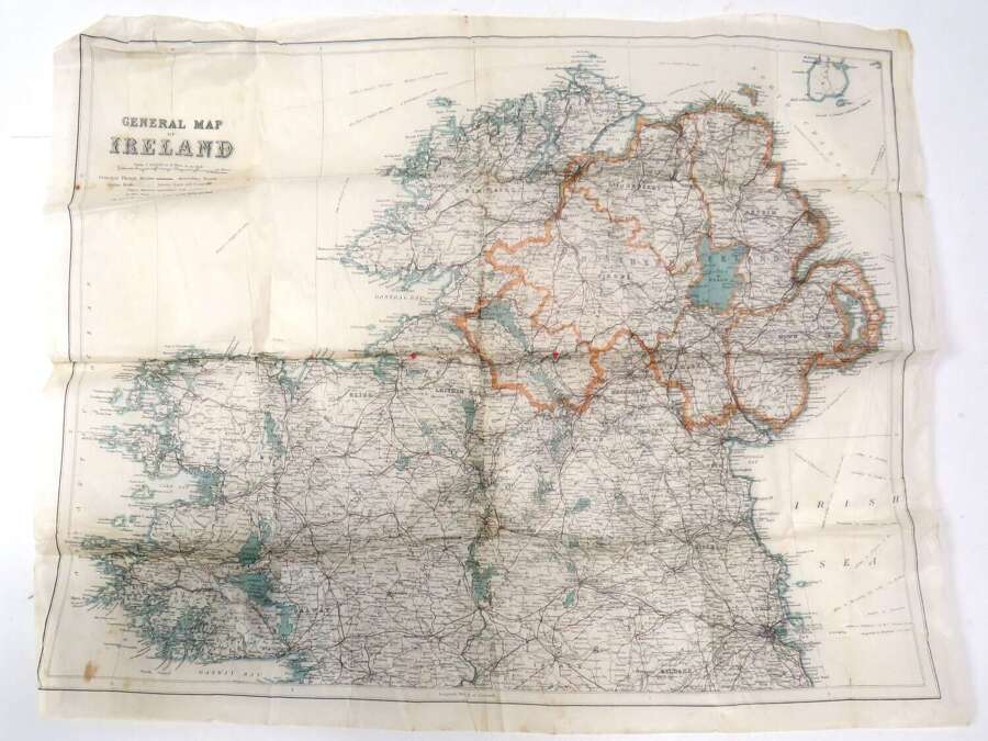 Scarce Tissue Single Sided Ireland Escape Map  . Major Instone Collection