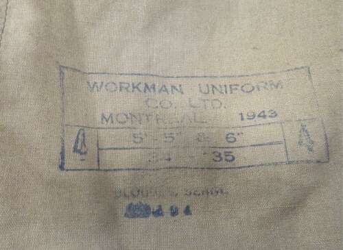1937 Patt Commonwealth Battledress Jacket Canadian Issue Dated 1943
