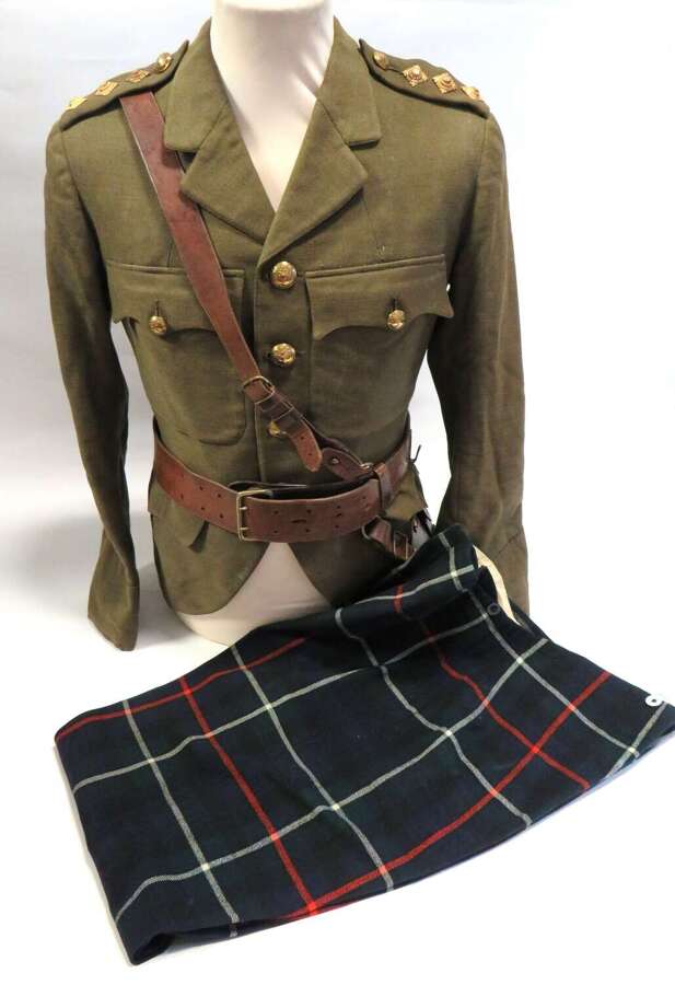 WW2 Seaforth Highlanders Officers Field Service Dress Doublet , Tartan Trews & Sam Browne