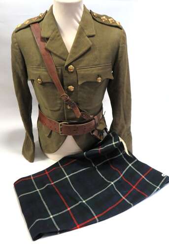 WW2 Seaforth Highlanders Officers Field Service Dress Doublet , Tartan Trews & Sam Browne