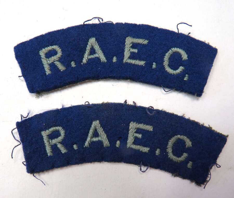 Pair of WW2 R.A.E.C Shoulder Titles