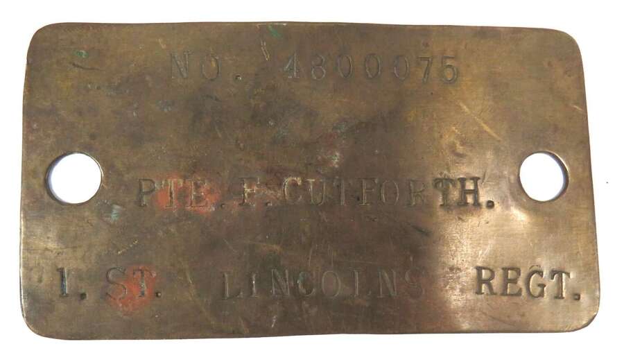 WW1 - WW2 Brass Lincolnshire Regiment Locker Plate