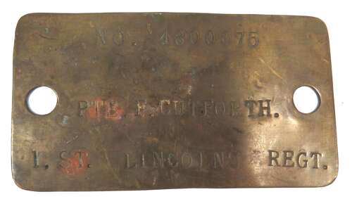 WW1 - WW2 Brass Lincolnshire Regiment Locker Plate