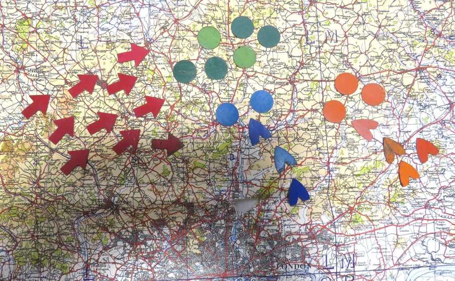 Rare WW2 Battle of Britain Period R.A.F Operations Room Plotting Counters & Map