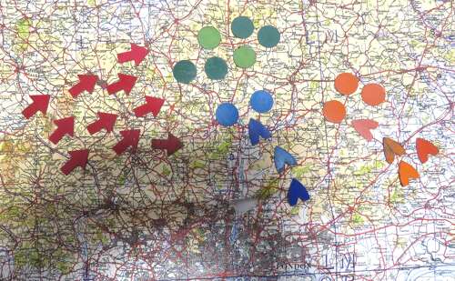 Rare WW2 Battle of Britain Period R.A.F Operations Room Plotting Counters & Map