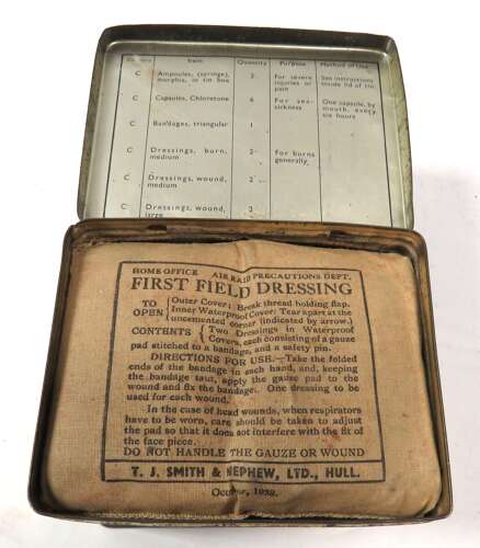 WW2 Home Front A.R.P Issue First Aid Tin and Contents