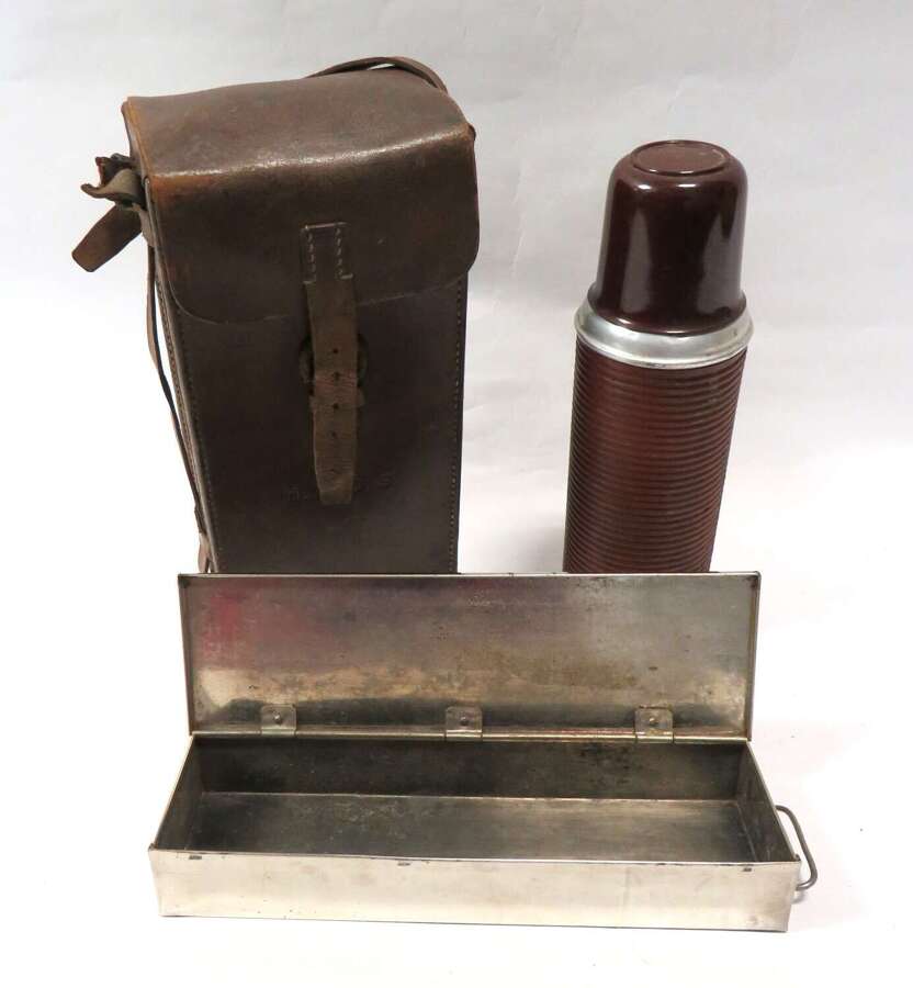 WW1 Period Private Purchase Officers Sandwich Box and Thermos Flask